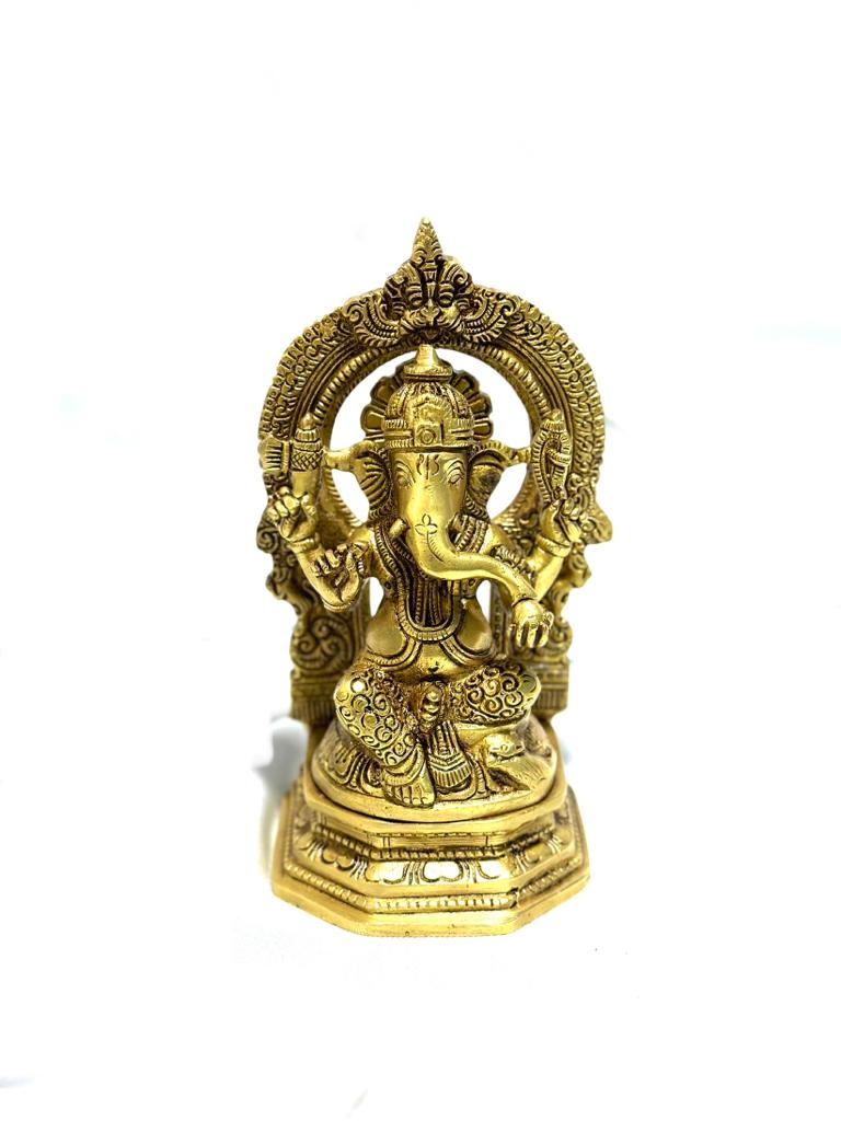 God Ganesh & Goddess Lakshmi Hindu Mythological Brass Statue By Tamrapatra