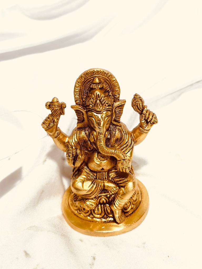 God Ganesha & Goddess Lakshmi Saraswati Divine Brass Fine Carving By Tamrapatra