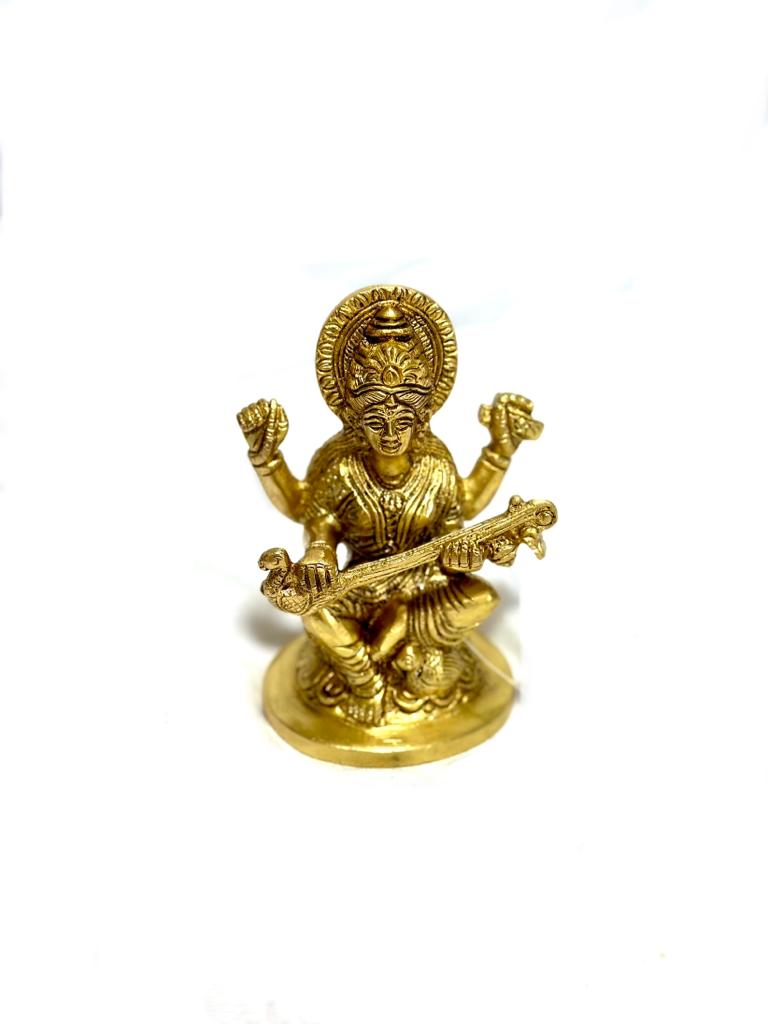 God Ganesha & Goddess Lakshmi Saraswati Divine Brass Fine Carving By Tamrapatra