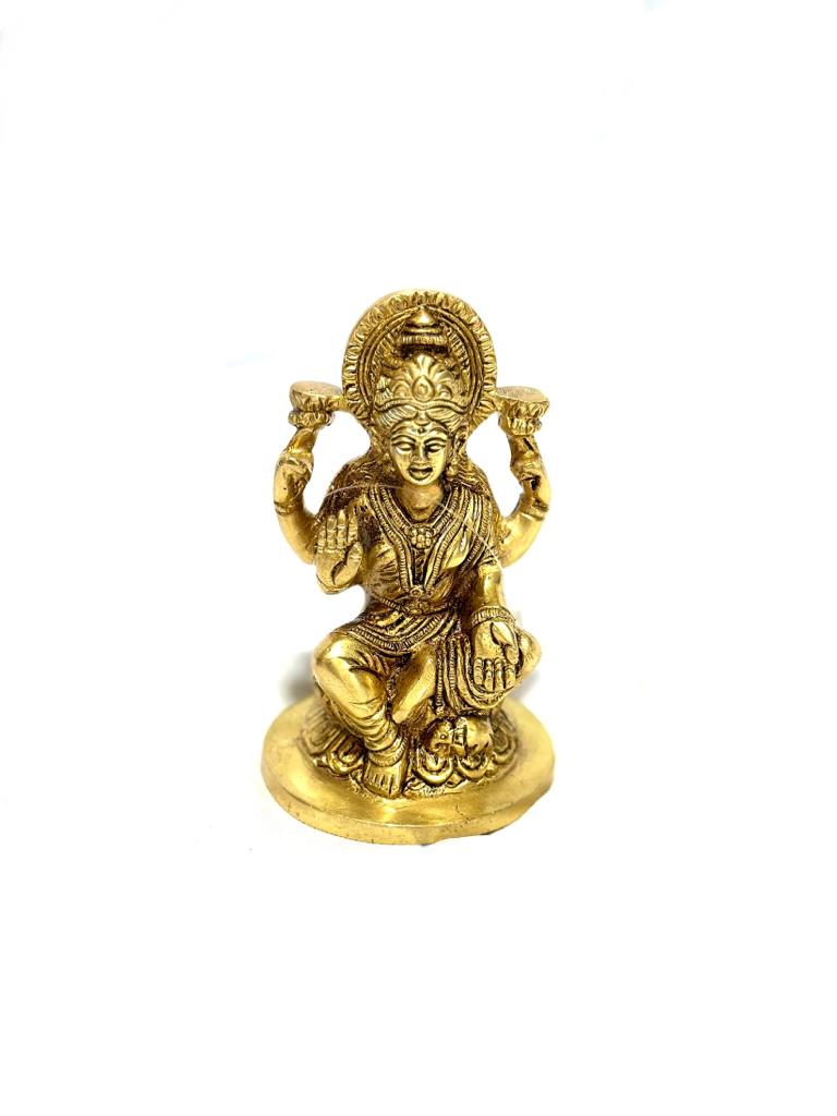 God Ganesha & Goddess Lakshmi Saraswati Divine Brass Fine Carving By Tamrapatra