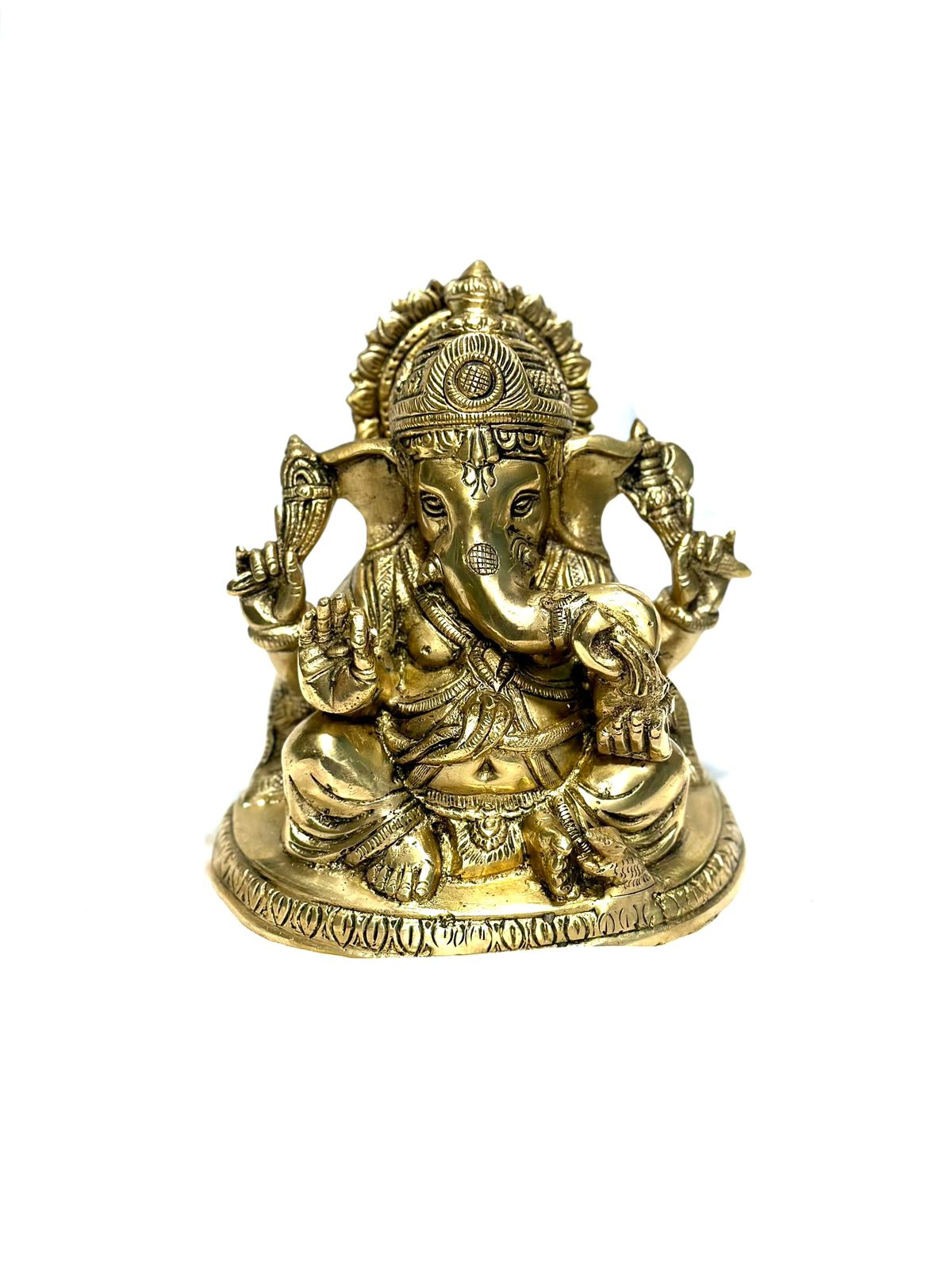 Brass Lord Ganesha Hand Carved "Hindu God Of Beginnings" By Tamrapatra