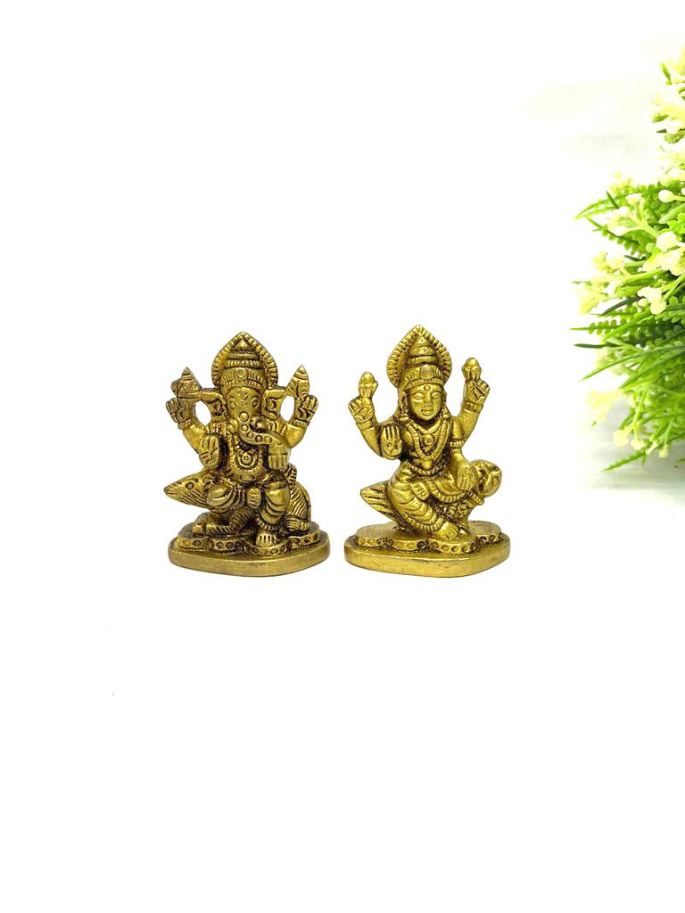 Brass God Idols In New Design Ganesh Lakshmi Pair On Rat Gifting's By Tamrapatra