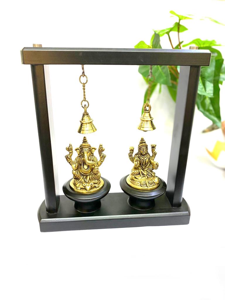 Ganesh Lakshmi Idols In Frame Black Auspicious Home Office Décor Tamrapatra