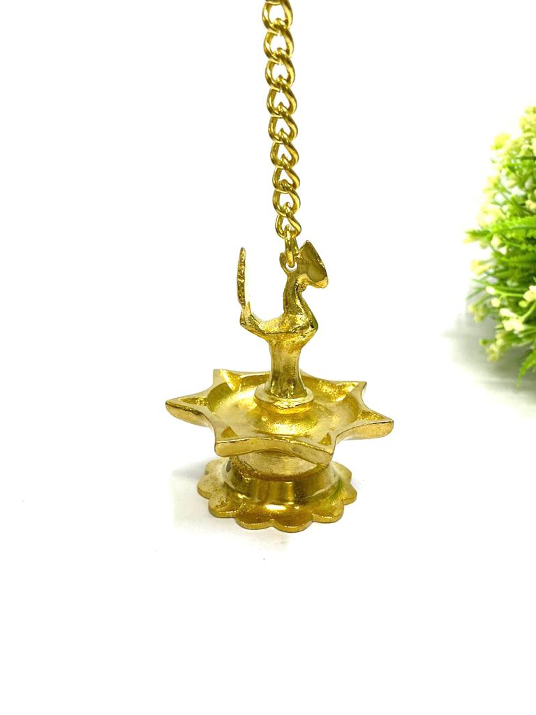 7 Mukhi Brass Hanging Diyas Exclusive Collection With Chain From Tamrapatra