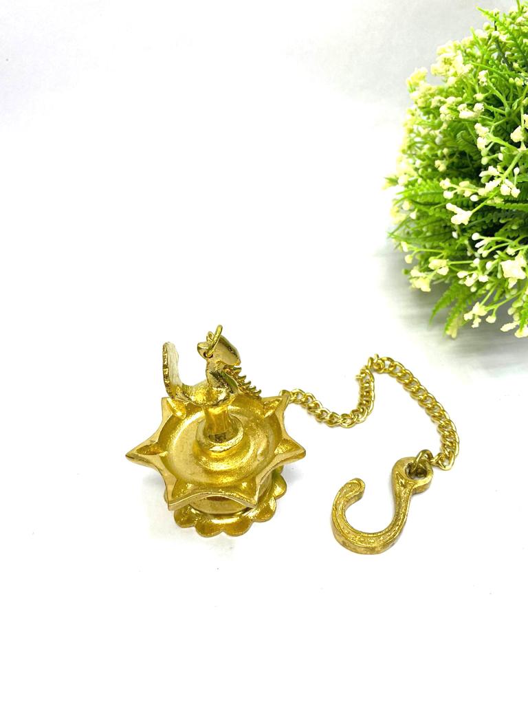 7 Mukhi Brass Hanging Diyas Exclusive Collection With Chain From Tamrapatra