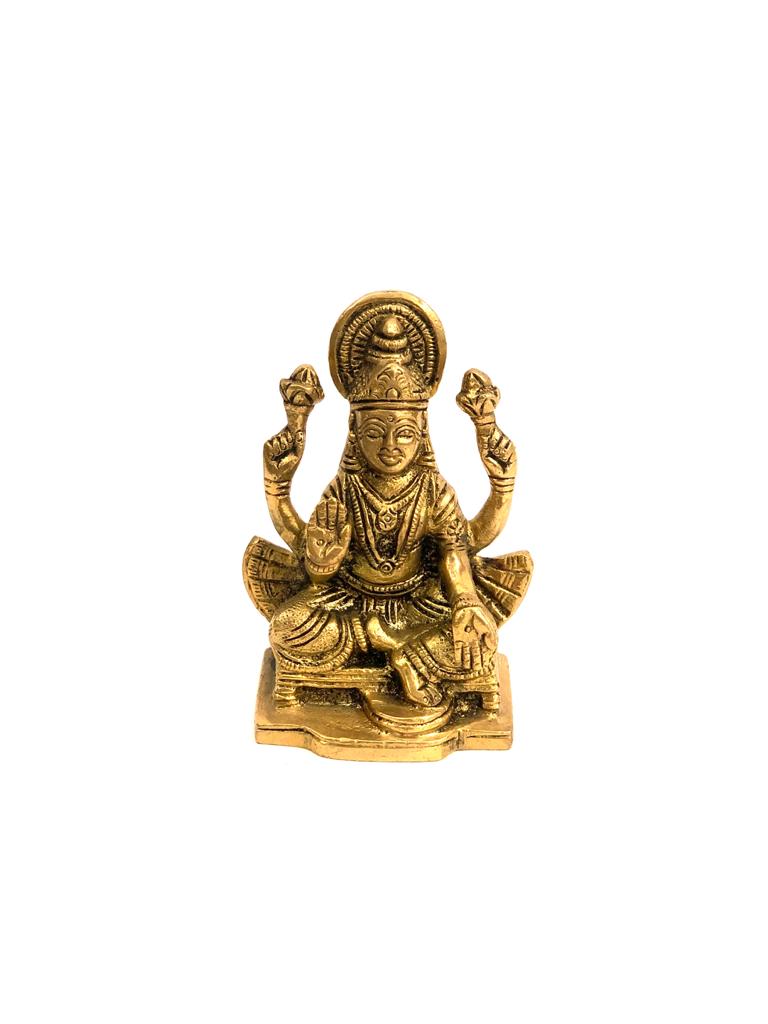 Brass Ganesha Lakshmi Saraswati Religious Idols Handcrafted Tamrapatra