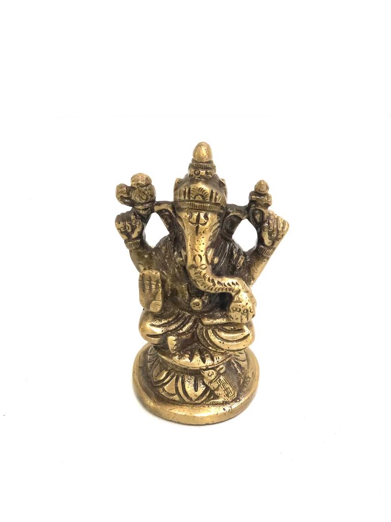 Religious Brass Idols Lakshmi Ganesh Sarasvati Indian Crafts By Tamrapatra