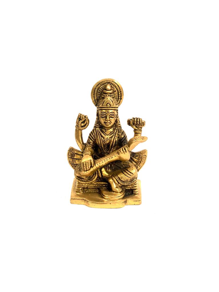 Brass Ganesha Lakshmi Saraswati Religious Idols Handcrafted Tamrapatra