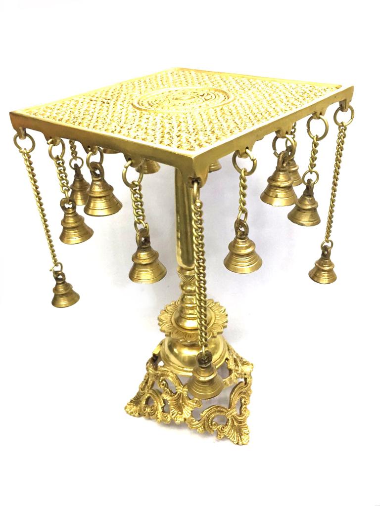 Brass Stool Collector's Choice Hanging Chime Bells For Idols & Urli Tamrapatra