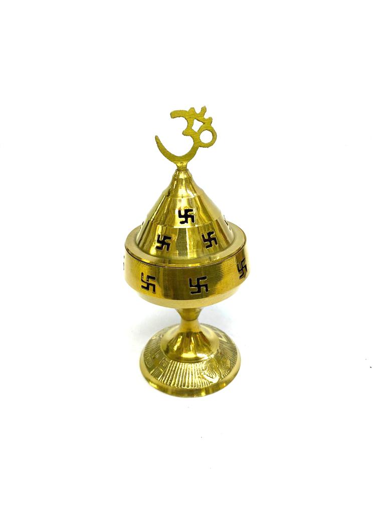 Om & Swastik  Brass Agardan Handcrafted Premium Brass Pooja By Tamrapatra