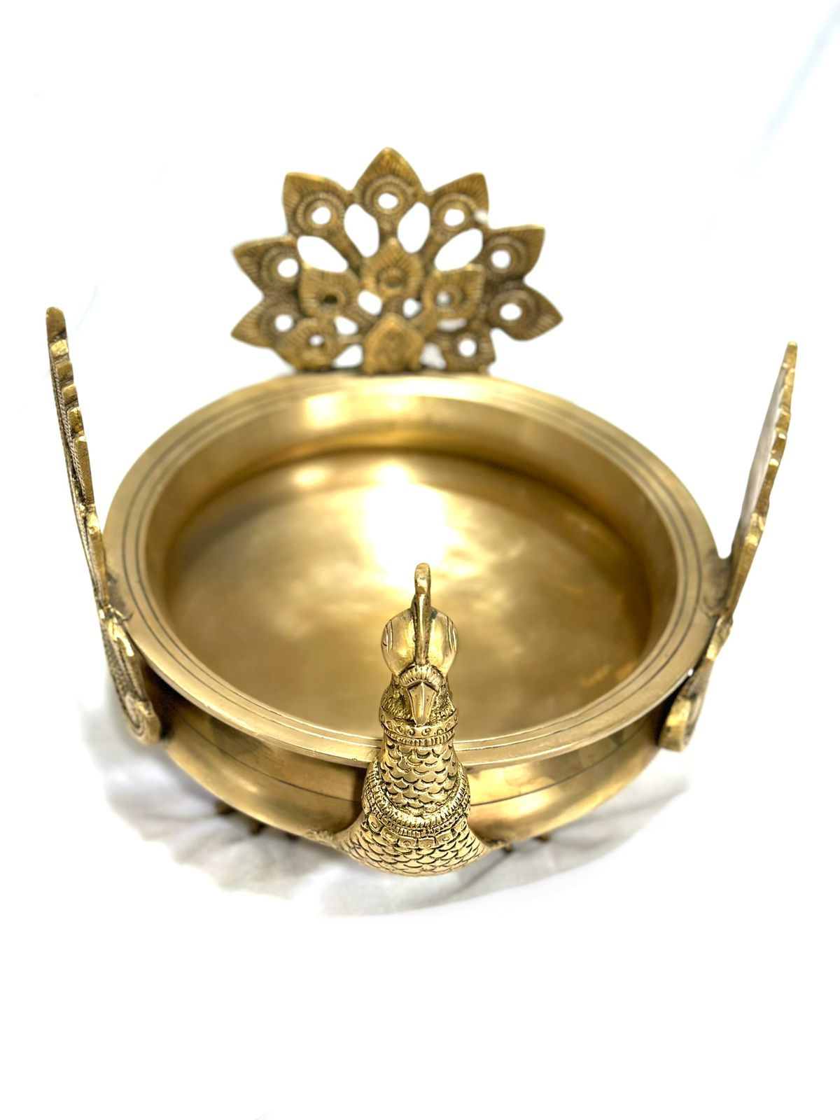Big Peacock Urli Brass Handcrafted Pots Pooja Temple Home Décor By Tamrapatra