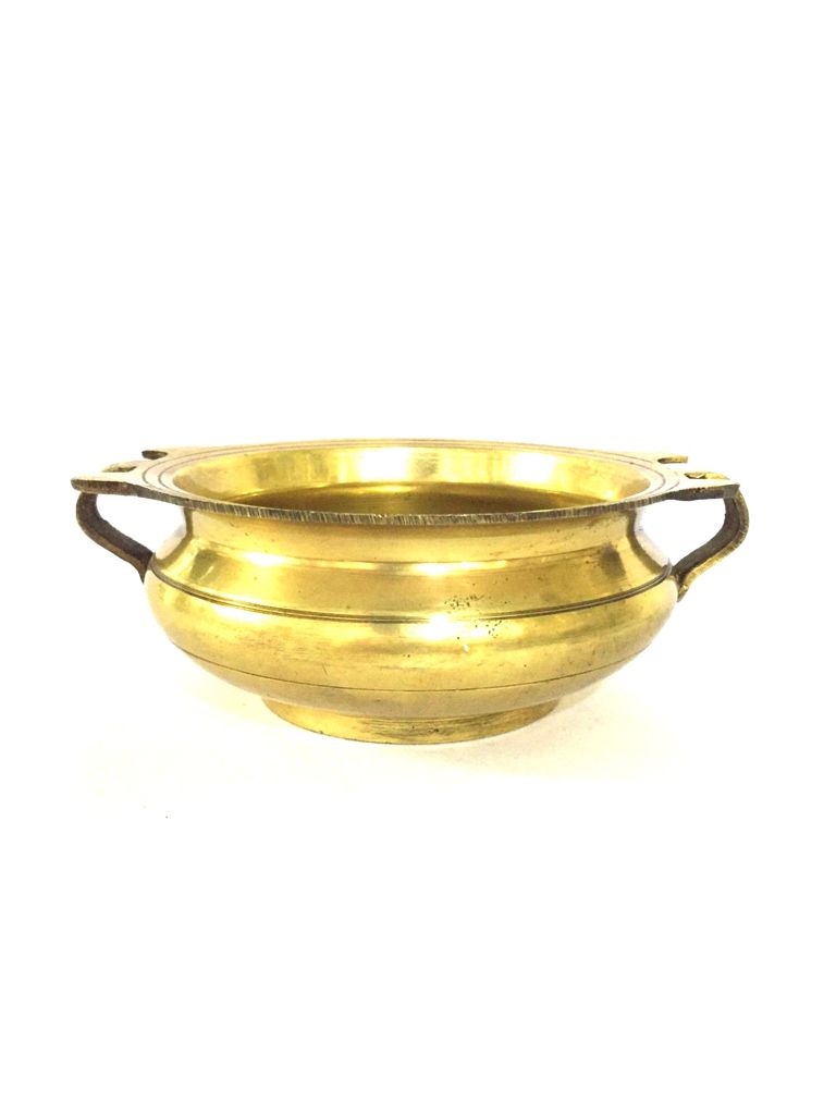 Antique Brass Urli With Handle Traditional Classic Design Entrance Décor Tamrapatra - Tamrapatra