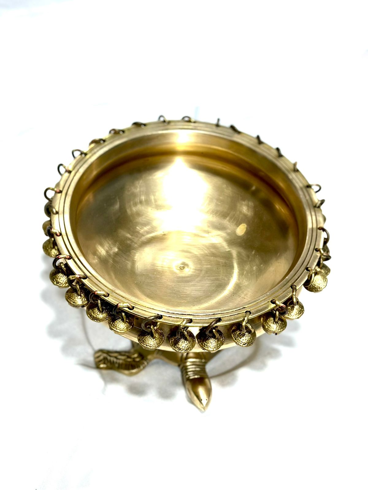 Brass Urli Stand Stand With Bells Ghungroo Traditional Pots From Tamrapatra