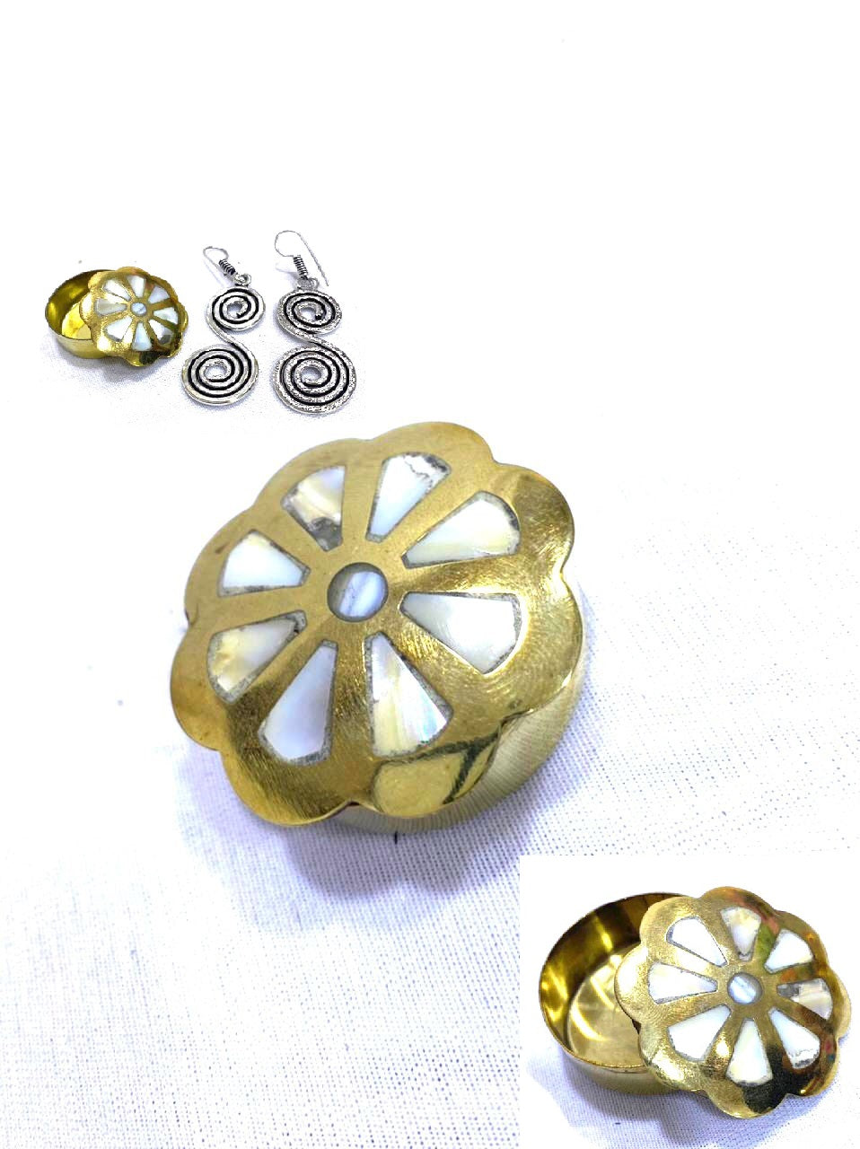 Brass Jewelry Box In Set Of 3 Handcrafted Antique Style Various Shade Tamrapatra