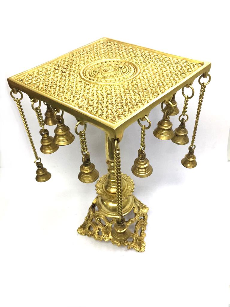 Brass Stool Collector's Choice Hanging Chime Bells For Idols & Urli Tamrapatra