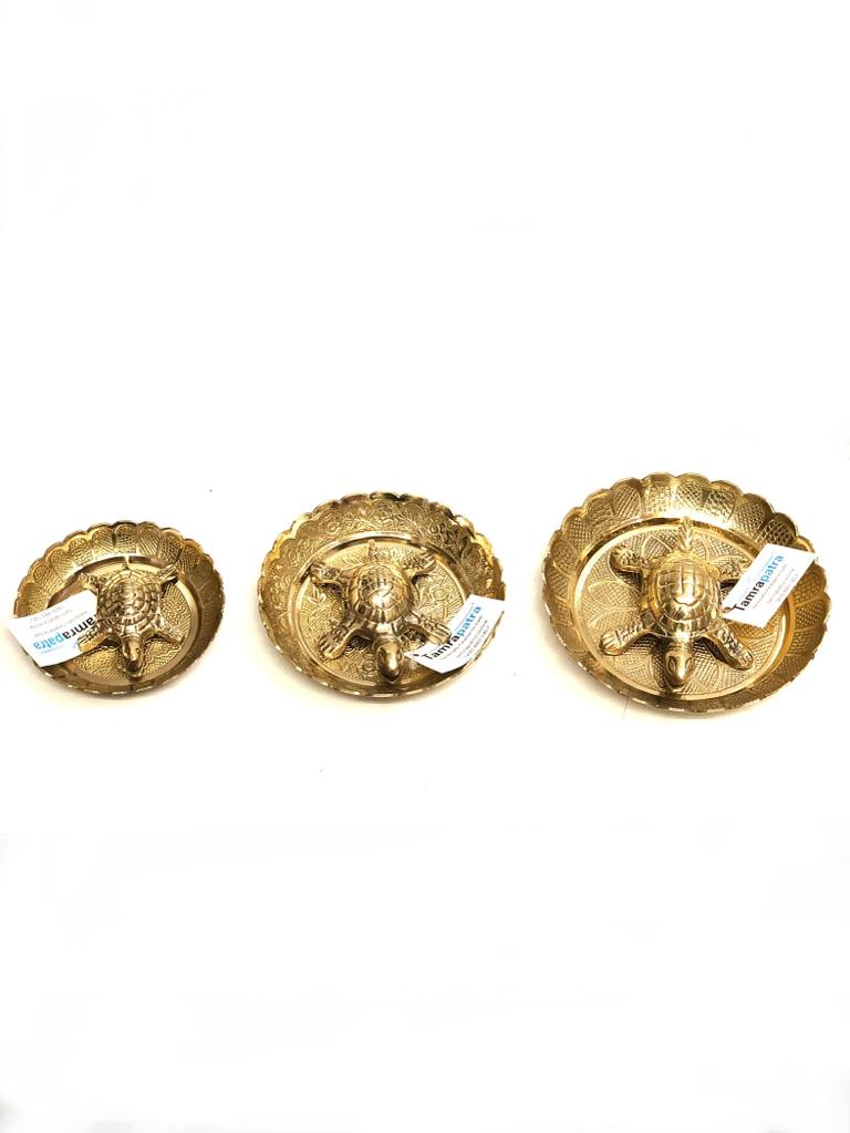 Tortoise On Plate Vastu Good Luck Home Artefacts Brass Decoration Tamrapatra