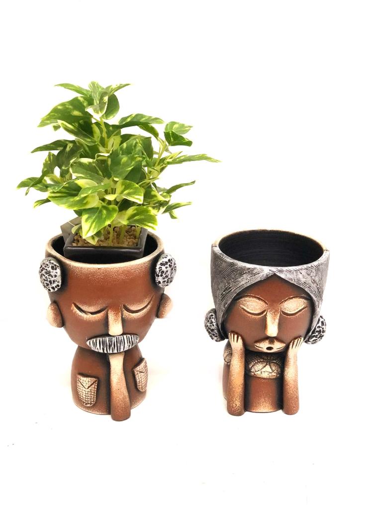 Man Human Figure Unique Terracotta Decoration Planters New By Tamrapatra