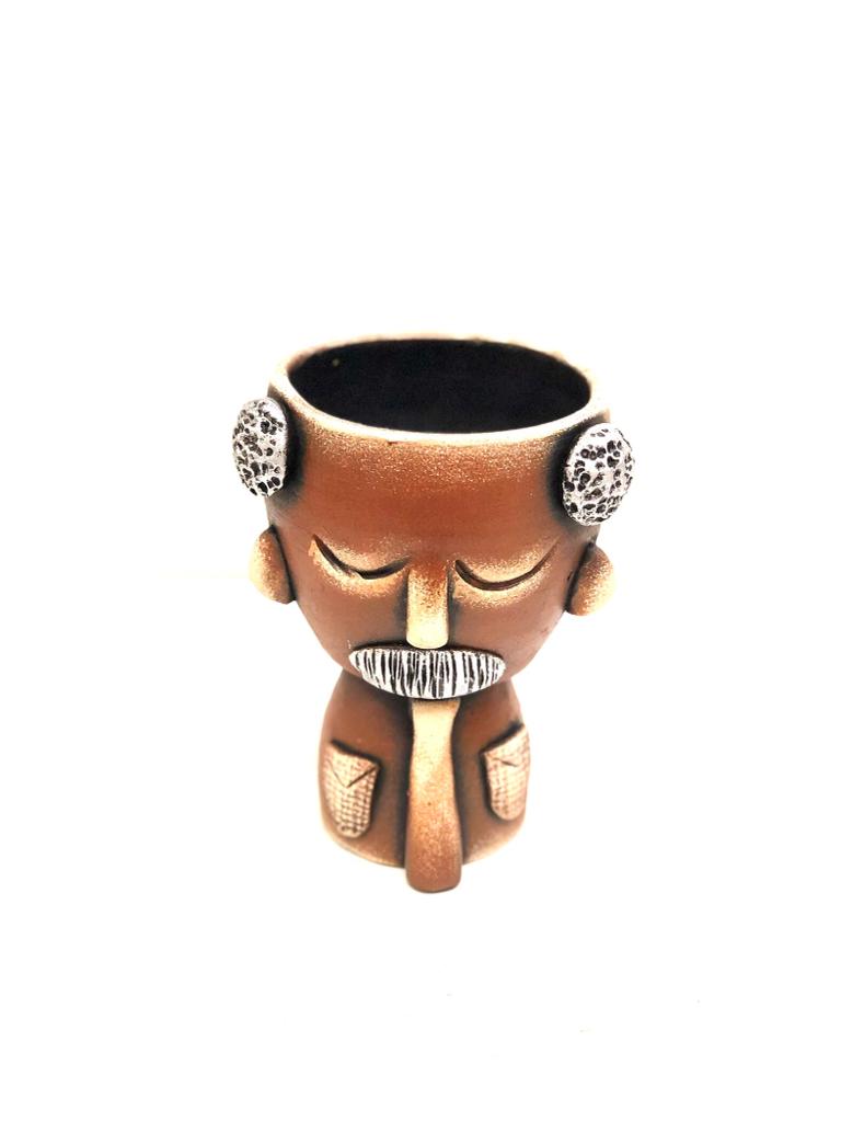 Man Human Figure Unique Terracotta Decoration Planters New By Tamrapatra