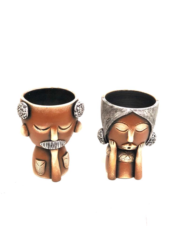 Man Human Figure Unique Terracotta Decoration Planters New By Tamrapatra