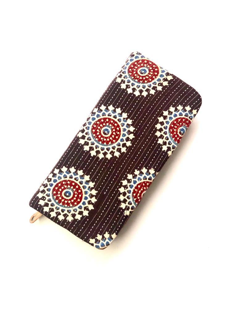 Fine Stitched Wallet Purse Clutch Block Print Women Fashion Gifts By Tamrapatra