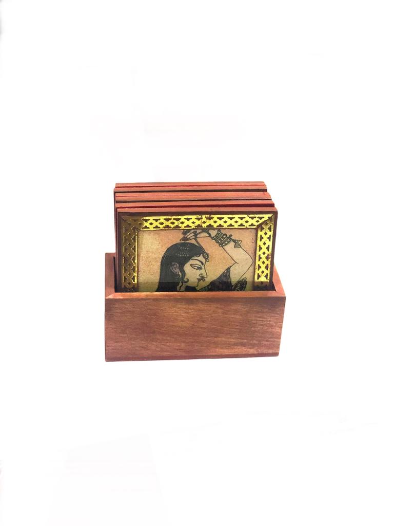 Gemstone Art Creation On Wooden Coasters In Various Designs Tamrapatra
