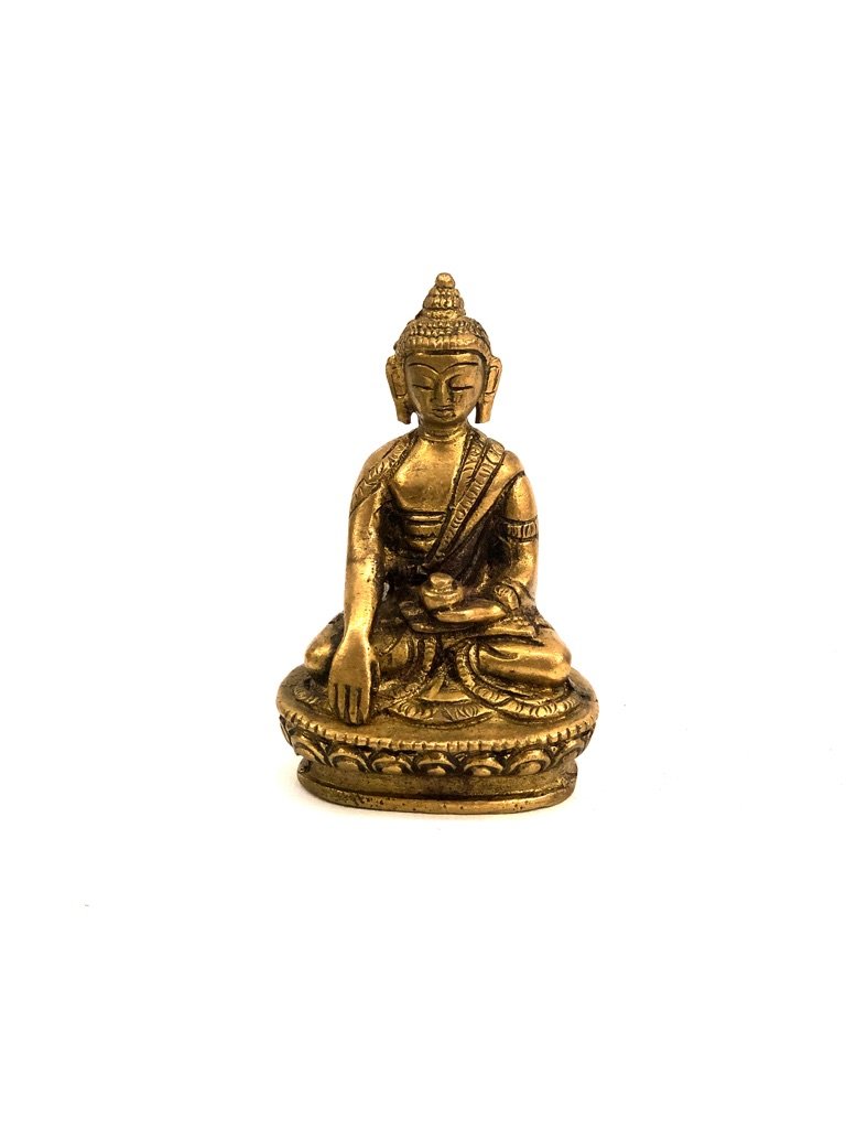 Brass Sitting Buddha In Meditation "Spiritual Teacher" From Tamrapatra