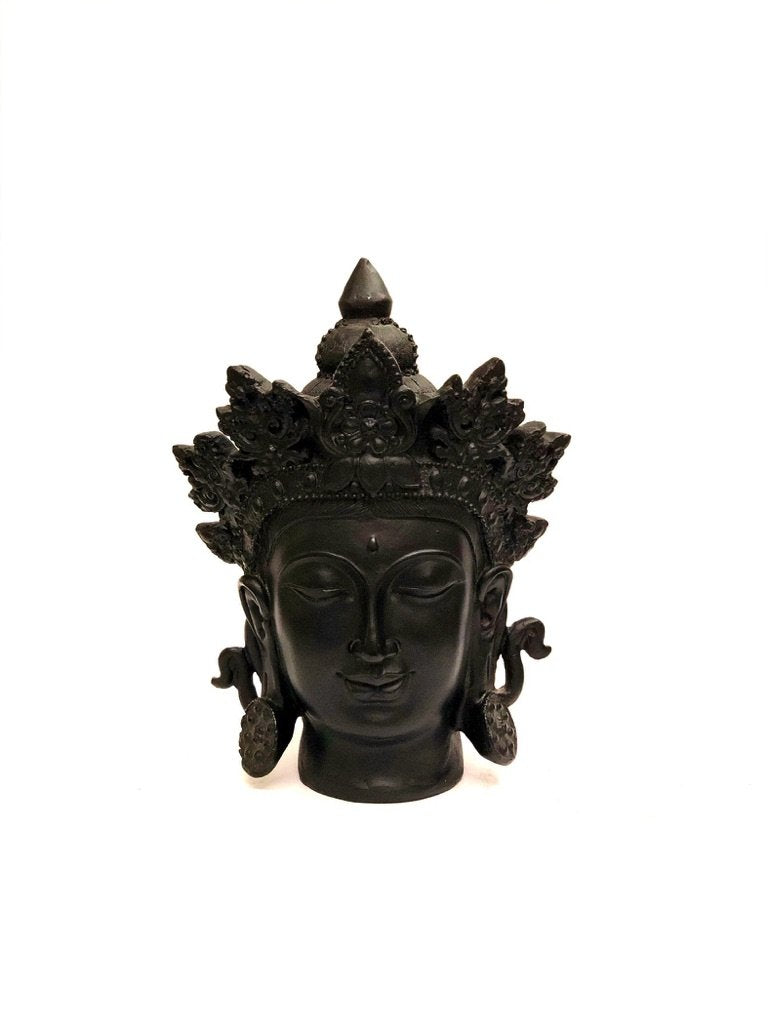 Designer Classic Black Buddha Face Resin Creations Art For TV Unit By Tamrapatra
