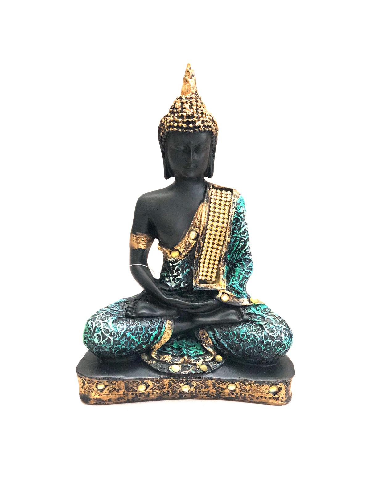 Buddha Meditation Figurine Collectible Matte Black Designs From Tamrapatra