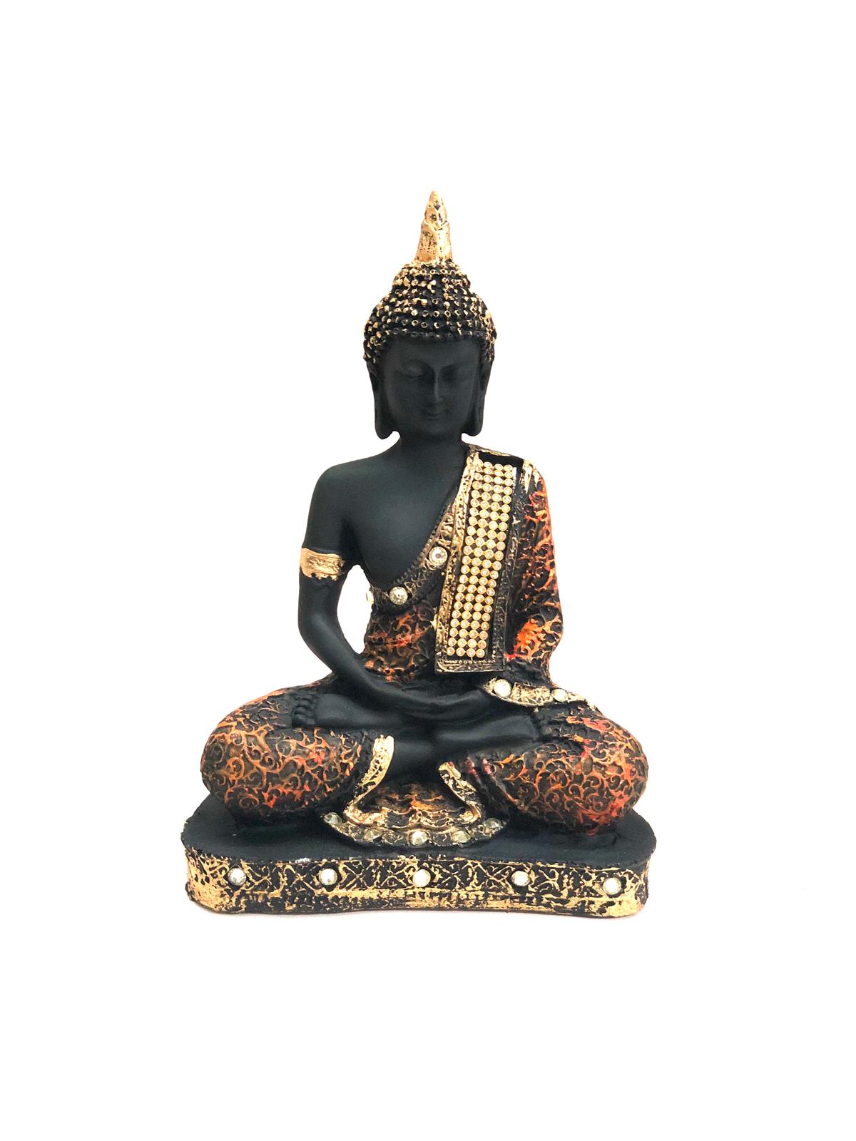 Buddha Meditation Figurine Collectible Matte Black Designs From Tamrapatra