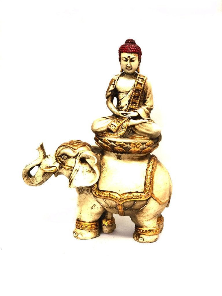 Buddha Sitting On Elephant Amazing Masterpiece Decor For Side Table By Tamrapatra
