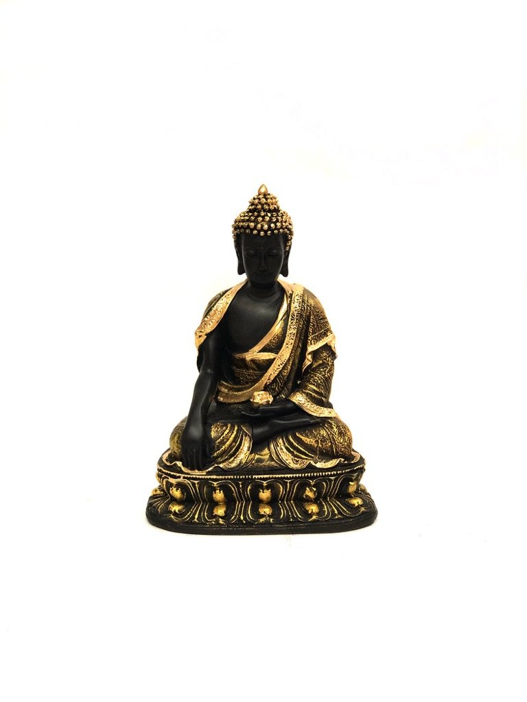 Sitting Buddha With Lotus In Hand In Various Shades Exclusive Art By Tamrapatra