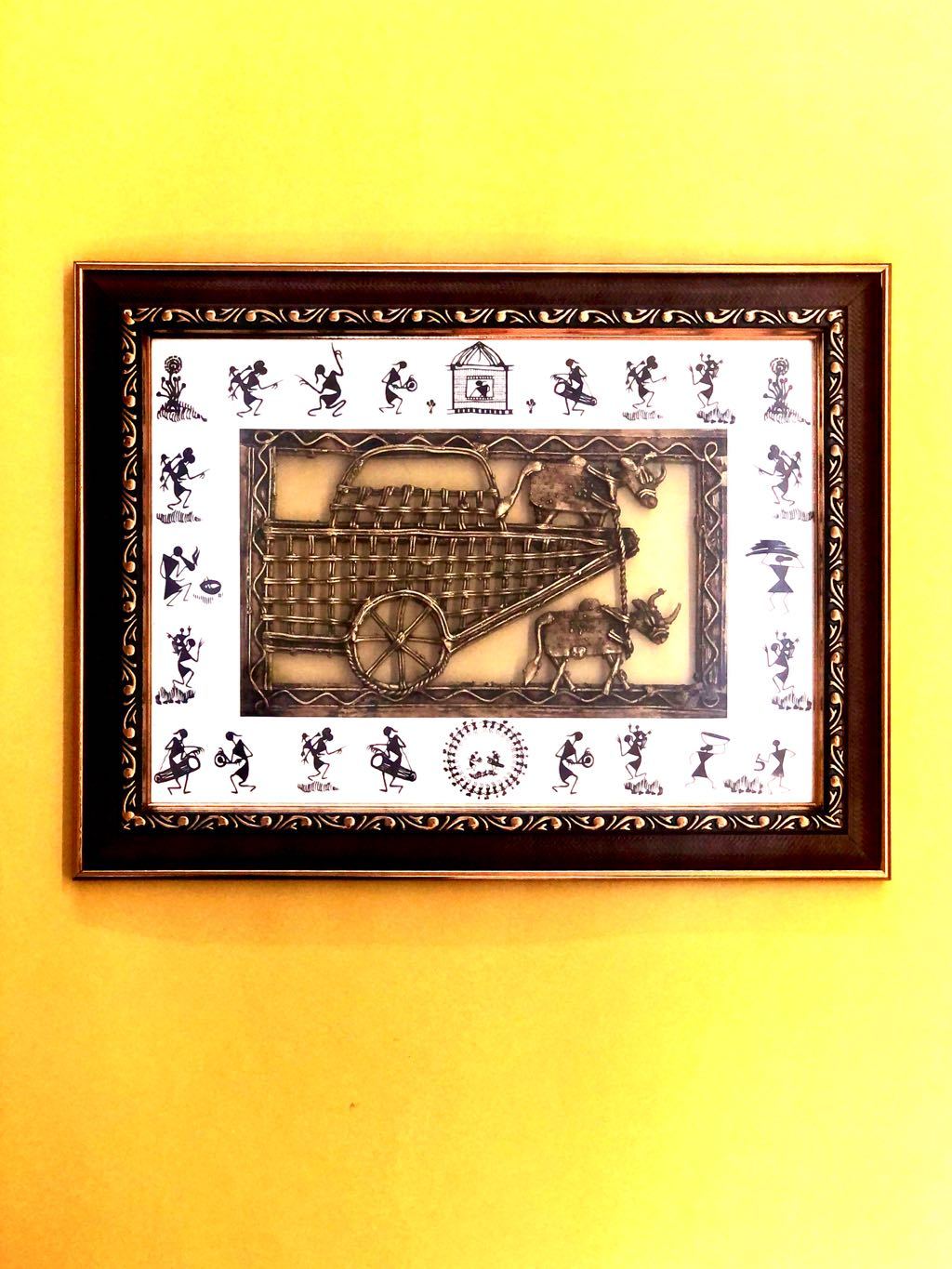 Dhokra Art Based On Crops Harvesting In Farms By Bullocks Frame By Tamrapatra