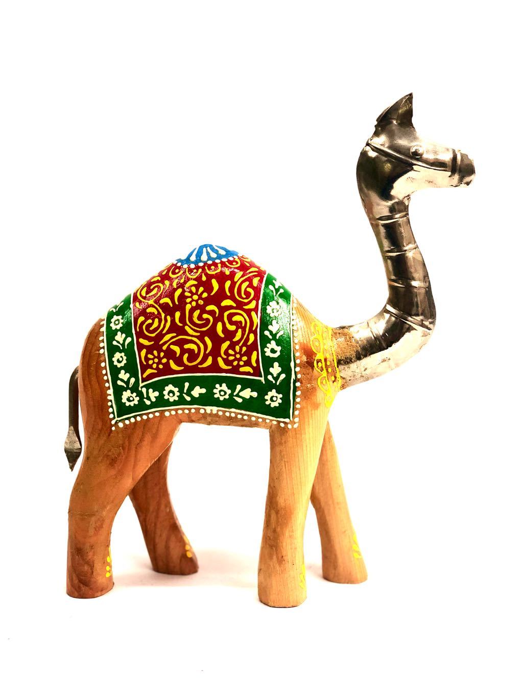 Wooden Craft HandPainted Standing Camel By Indian Artisans Tamrapatra - Tanariri Hastakala