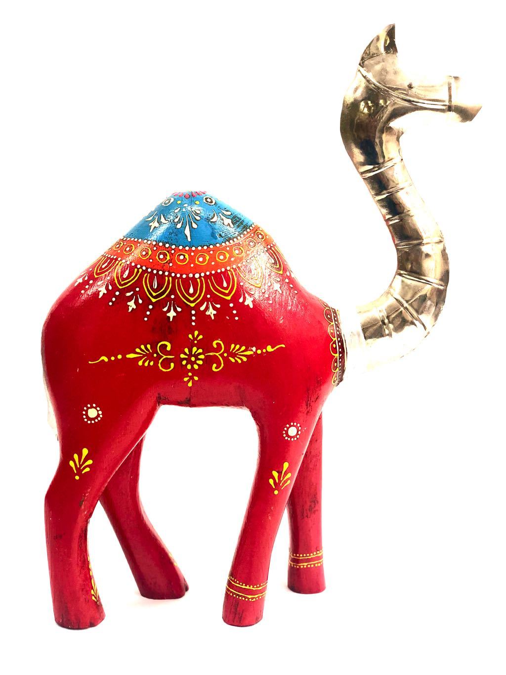 Traditional Red Colored Standing Camel Wooden Handicrafts By Tamrapatra - Tanariri Hastakala