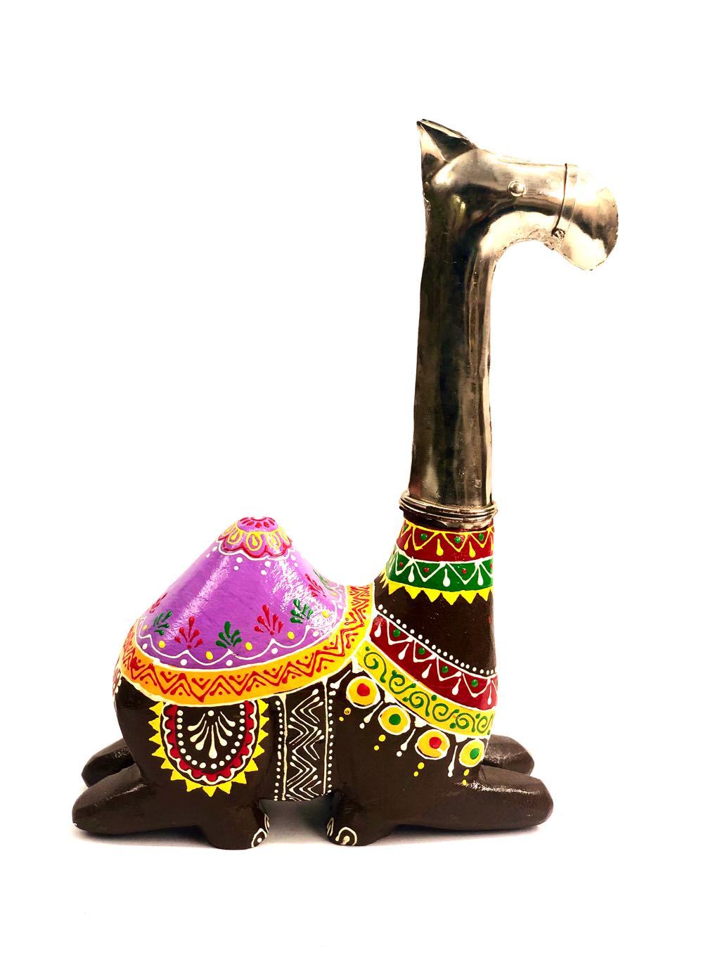 Camel Made With Premium Wood Combined With Iron Hammered Tamrapatra - Tanariri Hastakala