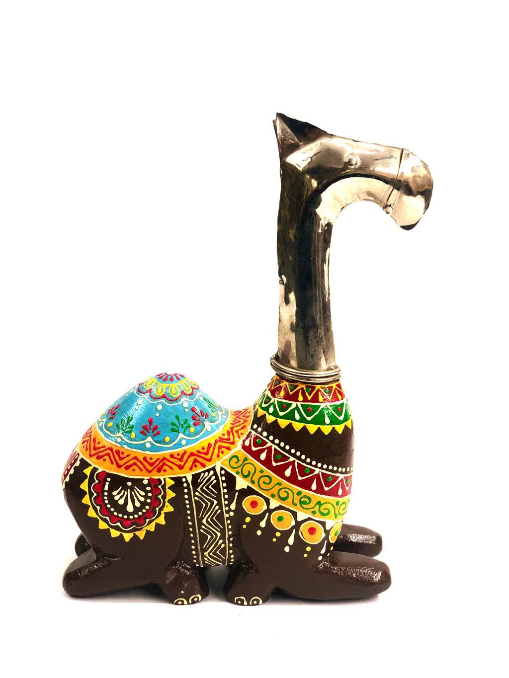 Camel Made With Premium Wood Combined With Iron Hammered Tamrapatra - Tanariri Hastakala