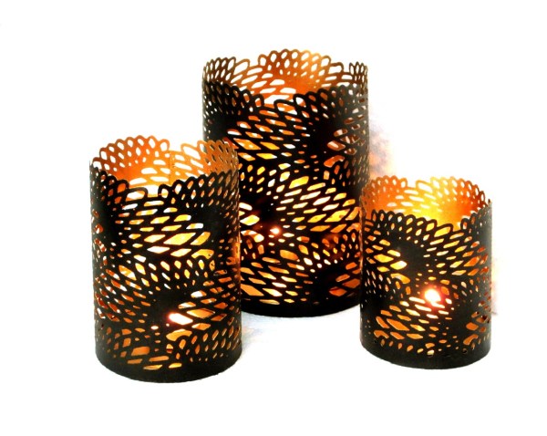 Metal Carving Cylinder Style Candle Holder Utility Décor Handcrafted Tamrapatra - Tamrapatra