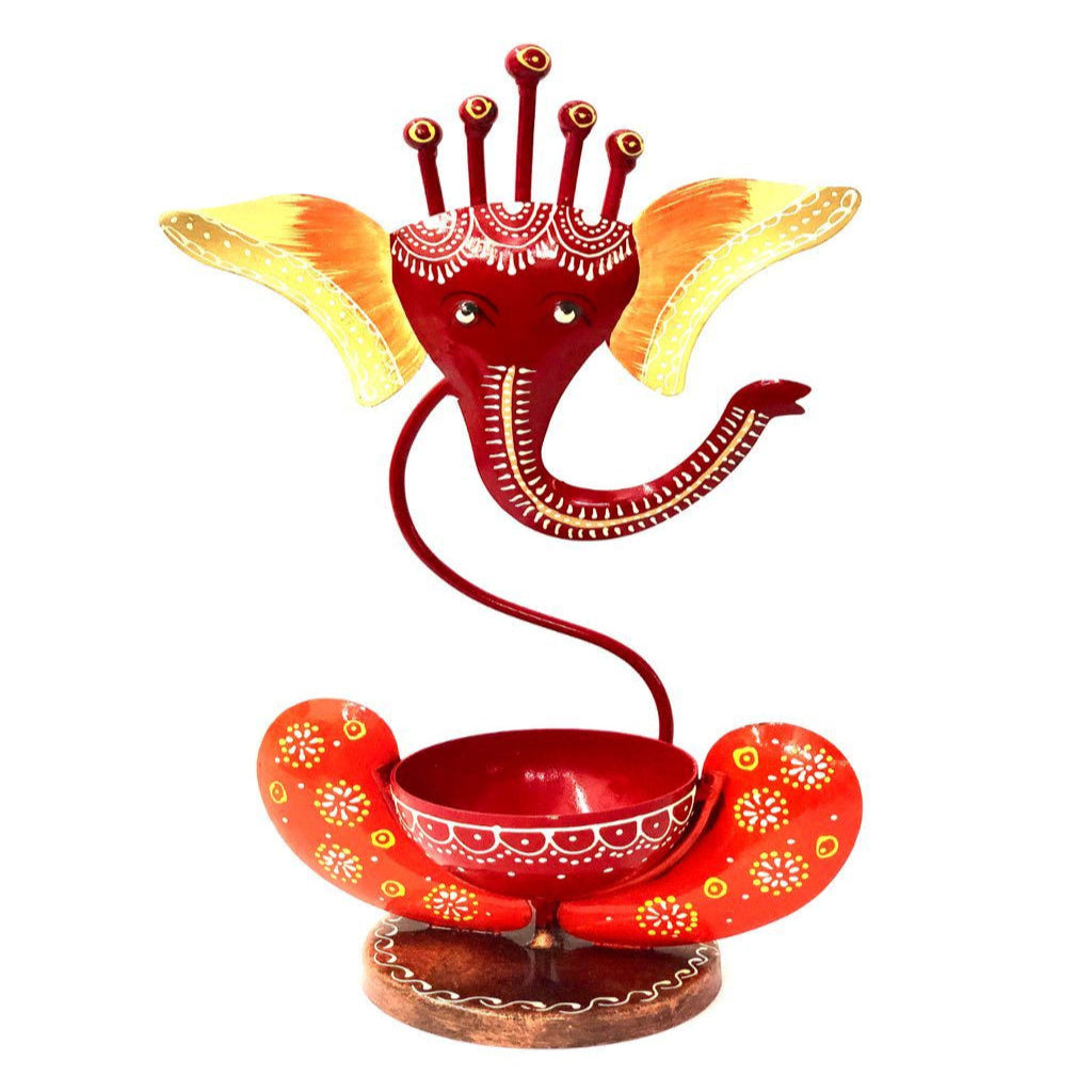 Ganesha Candle Holder With Handmade Eccentric Design Tamrapatra - Tamrapatra