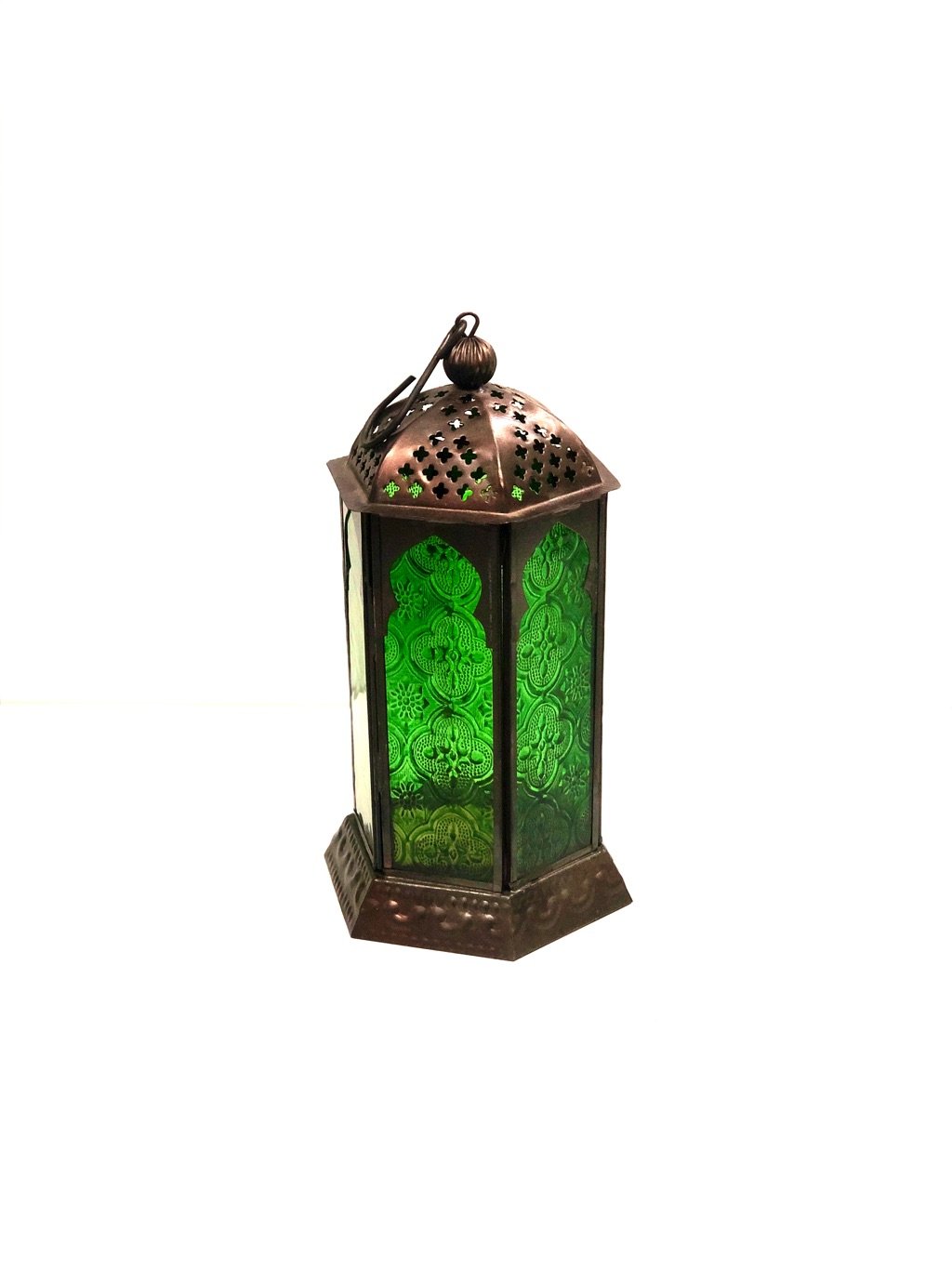 Green Lantern Metal Hanging Tea Light Holder Home Decor Tamrapatra