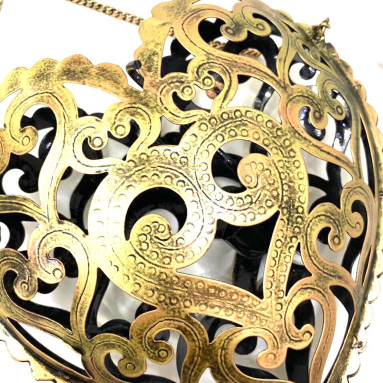 Heart Carving Metal Creations Tea Light Holder Hanging With Bell Tamrapatra