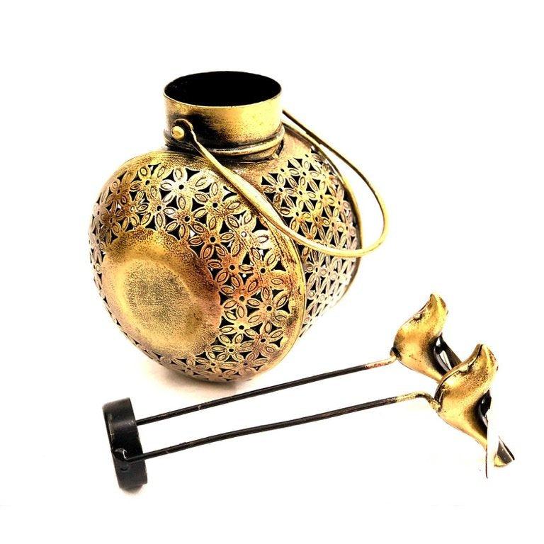 Unremarkable Metal Candle Holder With Sweet Birds Sitting Handmade Tamrapatra