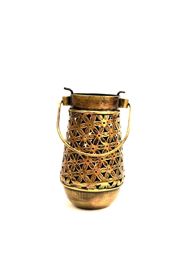 Bottle Style Candle Holder With Handle Carving Tea Light Only At Tamrapatra