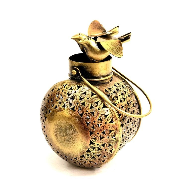 Unremarkable Metal Candle Holder With Sweet Birds Sitting Handmade Tamrapatra