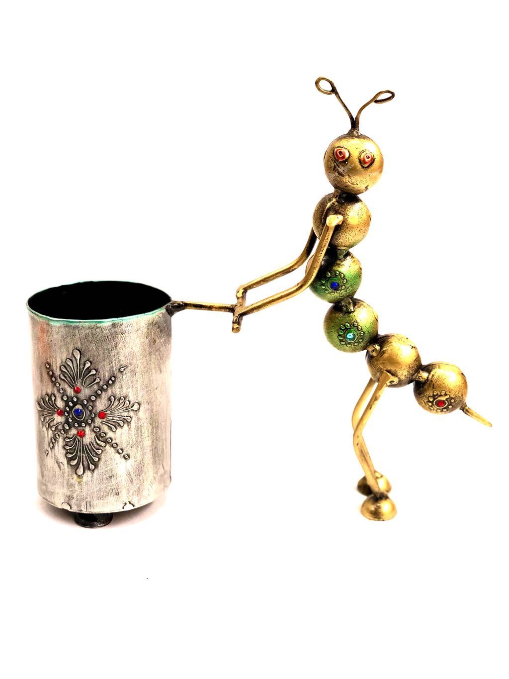 Caterpillar Pen Stand Designer Metal Holder Multipurpose By Tamrapatra