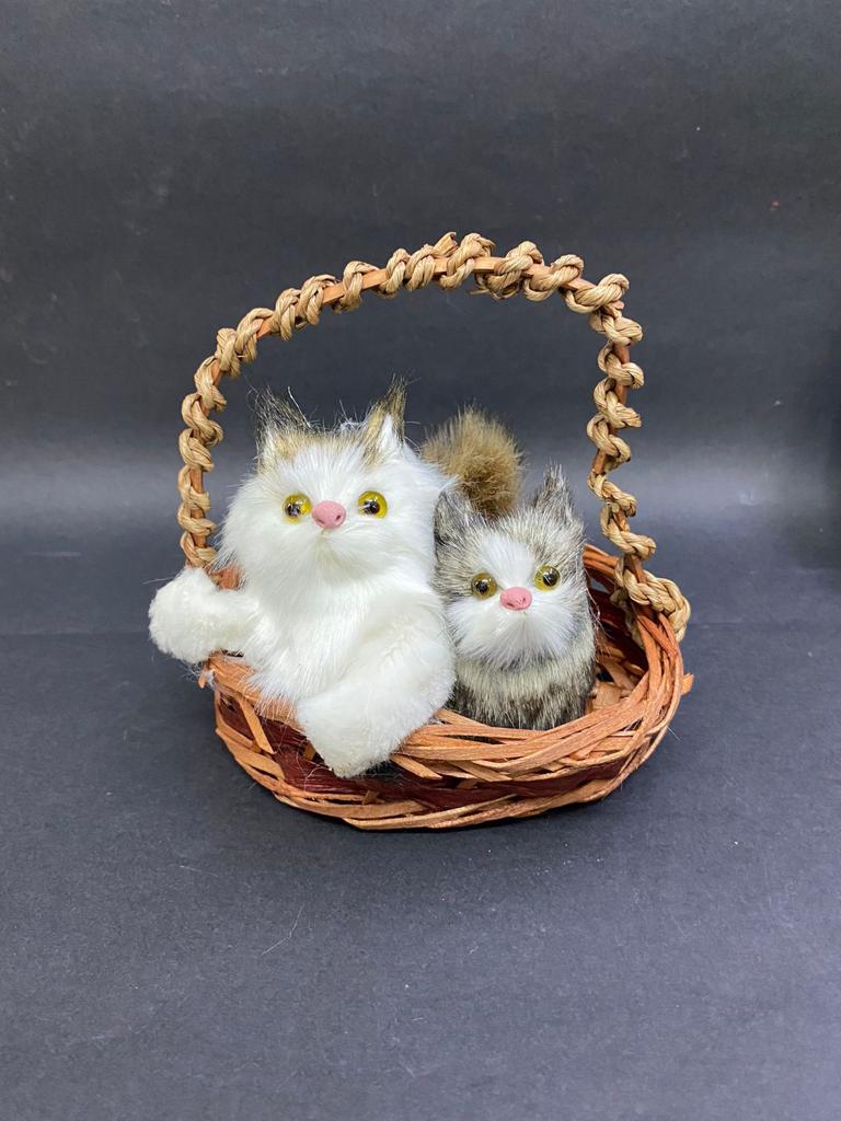 Cats In Basket Kids Stuffed Toys Cute Present Gifts Showpiece From Tamrapatra