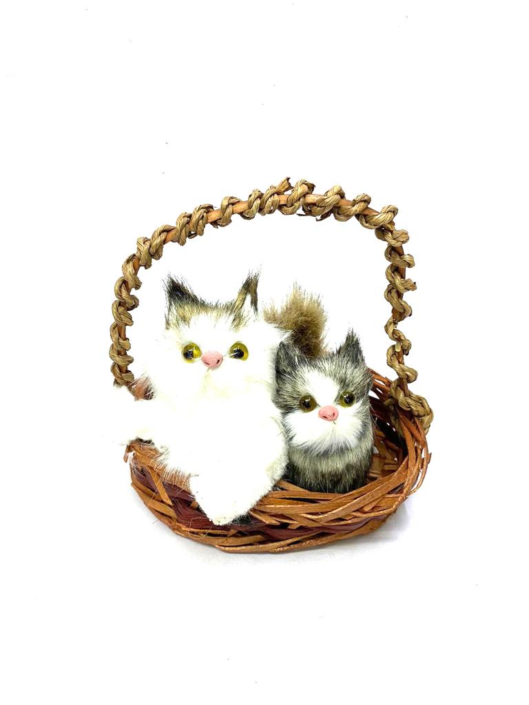 Cats In Basket Kids Stuffed Toys Cute Present Gifts Showpiece From Tamrapatra