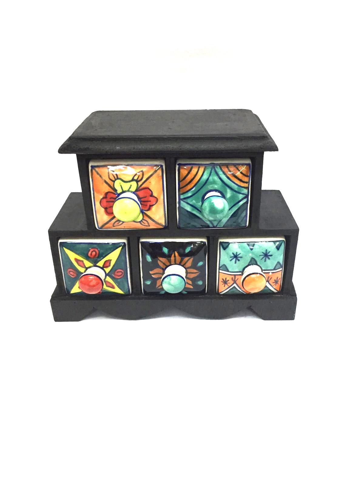 5 Ceramic Drawer Design & Manufactured In India Wooden Box Tamrapatra