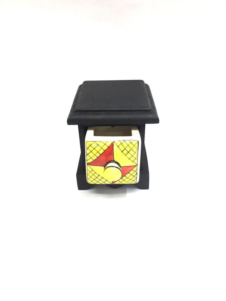 Ceramic Wooden Drawer Storage Single Black In Various Designs From Tamrapatra
