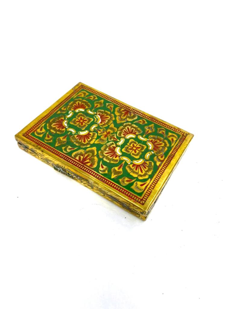 Brass Cigarette Case Fancy Storage Creations Stylish Inlay Floral Art By Tamrapatra