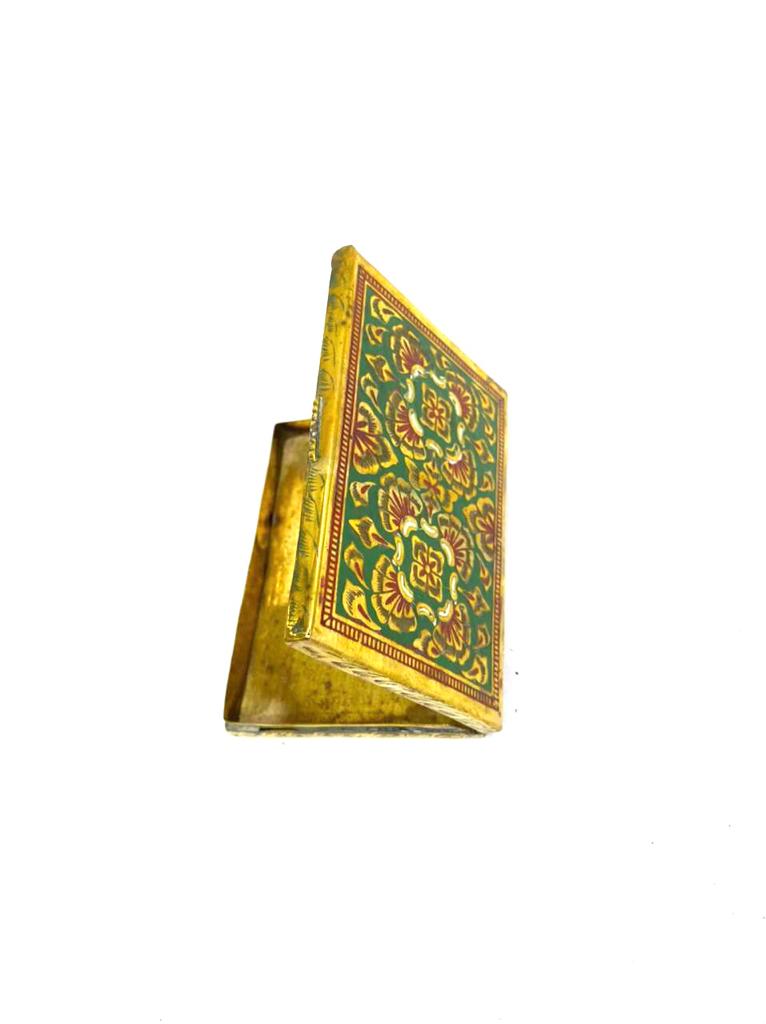 Brass Cigarette Case Fancy Storage Creations Stylish Inlay Floral Art By Tamrapatra